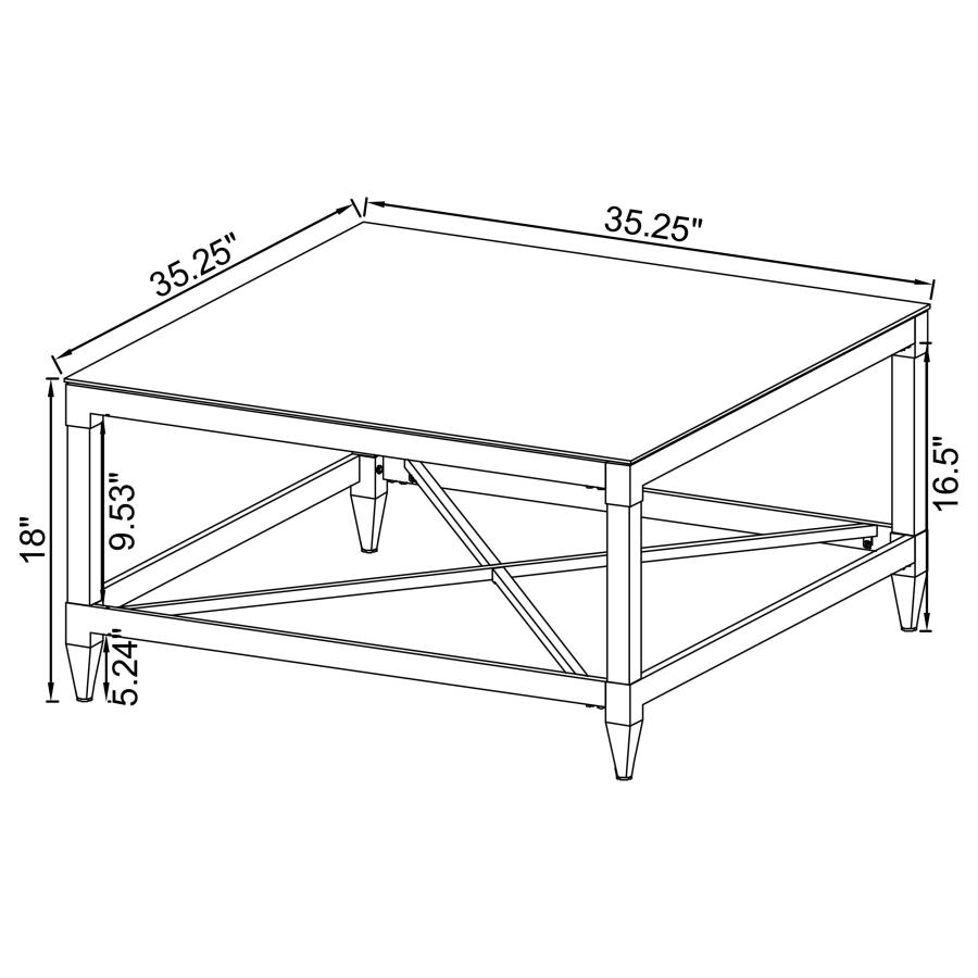 (image for) Lindley Square Tempered Mirror Acrylic Coffee Table Chrome