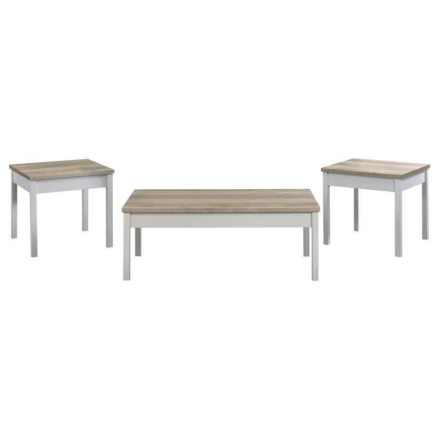 (image for) Stacie 3-piece Coffee Table Set Distressed Pine and White