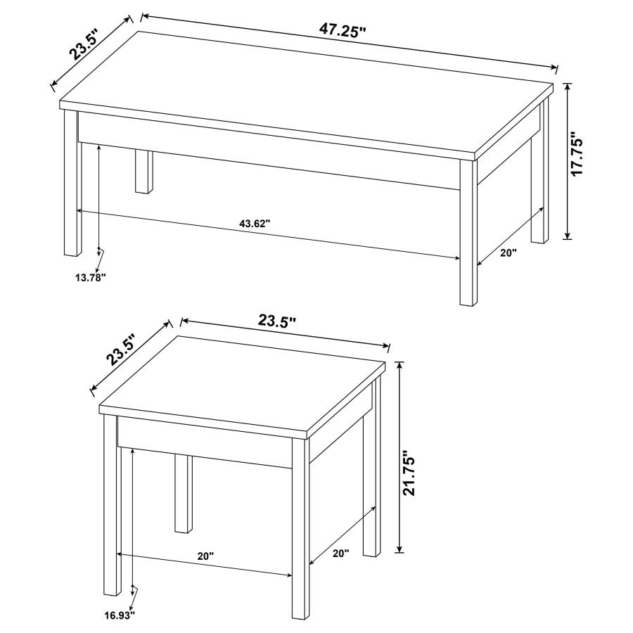 (image for) Stacie 3-piece Coffee Table Set Distressed Pine and White