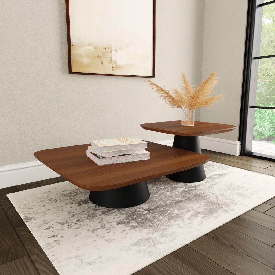 (image for) Eason 2-piece Coffee Table Set Walnut and Black