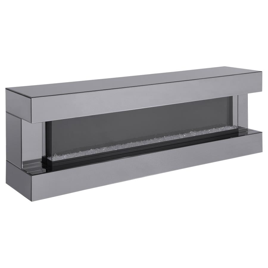 (image for) Vallerie 71" TV Stand with Visual Flame Box Grey Mirror