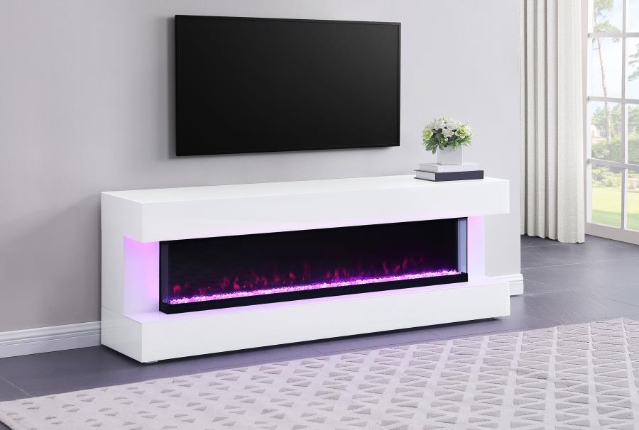 (image for) Vallerie 71" TV Stand with Visual Flame Box White