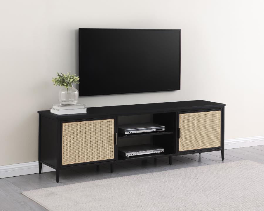 (image for) Amherst 2-door 70-inch Metal TV Stand Media Console Black