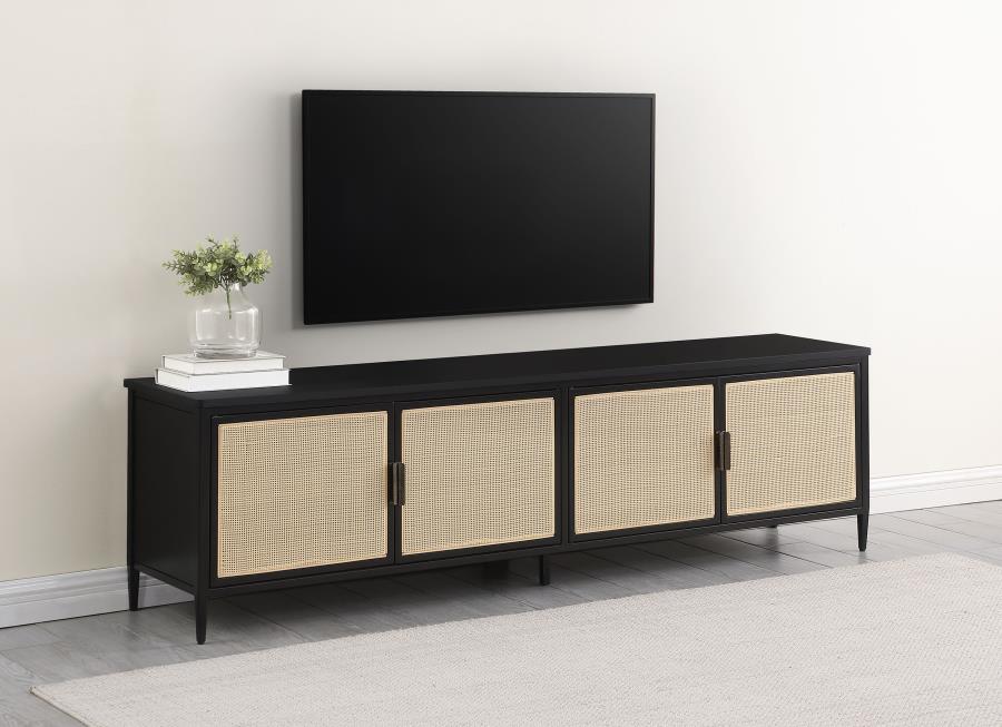 (image for) Amherst 4-door 78-inch Metal TV Stand Media Console Black