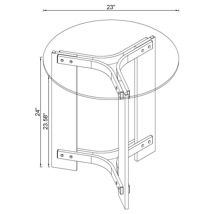 (image for) Janessa Round Glass Top Acrylic Leg End Table Matte Brass