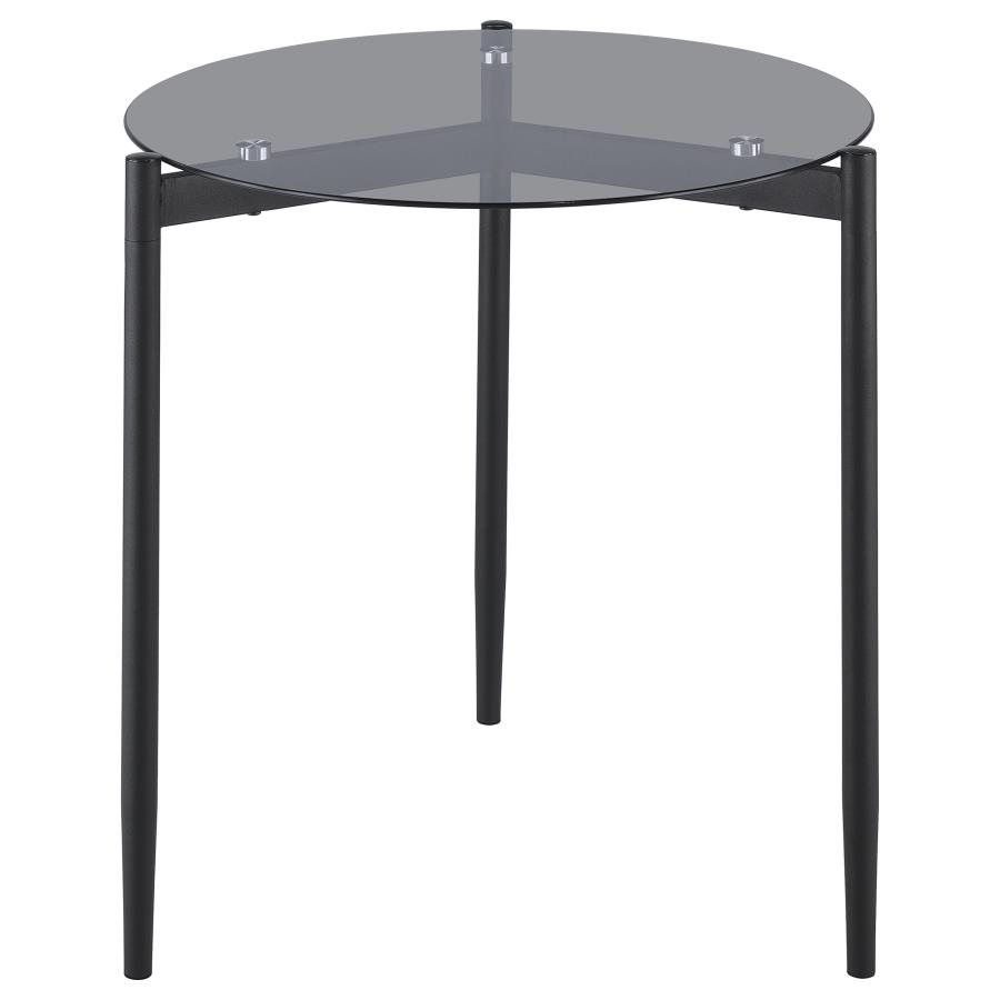 (image for) Rosalie Round Smoked Glass Top End Table Sandy Black