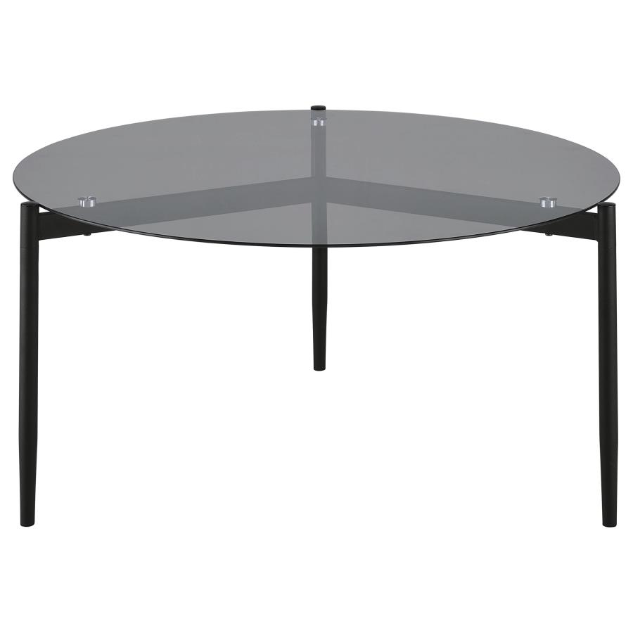 (image for) Rosalie Round Smoked Glass Top Coffee Table Sandy Black