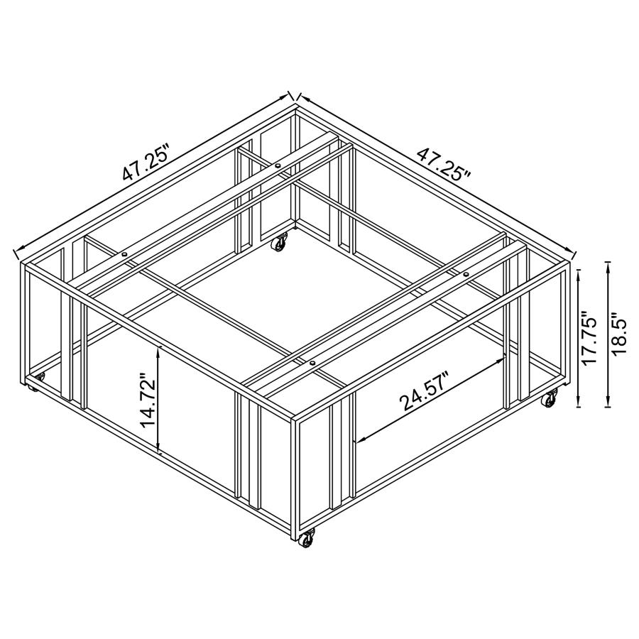 (image for) Adri Square Glass Top Coffee Table with Casters Matte Brass