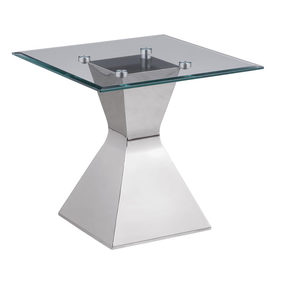 (image for) Jenny Glass Top Stainless Steel Side End Table Chrome