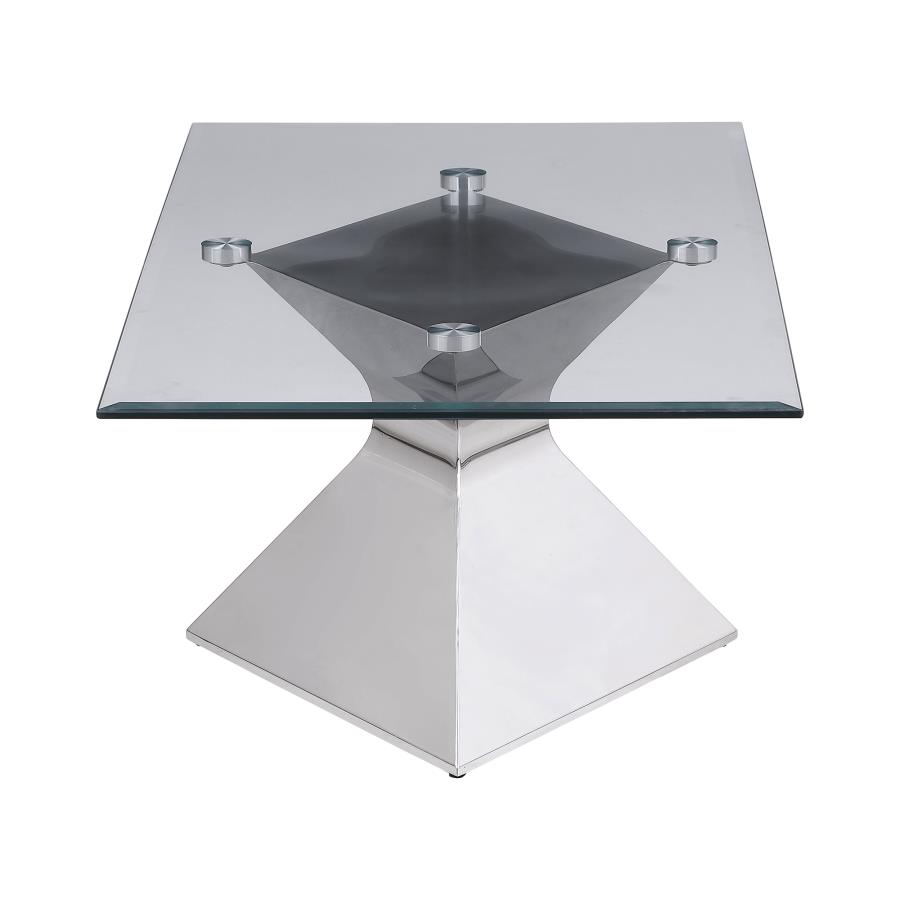 (image for) Jenny Glass Top Stainless Steel Coffee Table Chrome