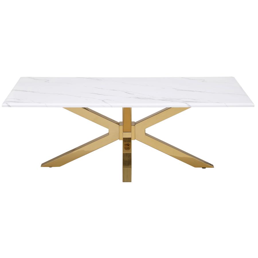 (image for) Visalia Faux Marble Top Stainless Steel Coffee Table Gold