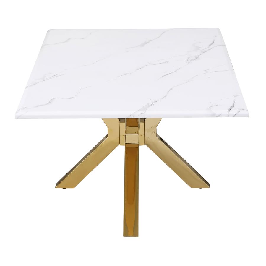 (image for) Visalia Faux Marble Top Stainless Steel Coffee Table Gold