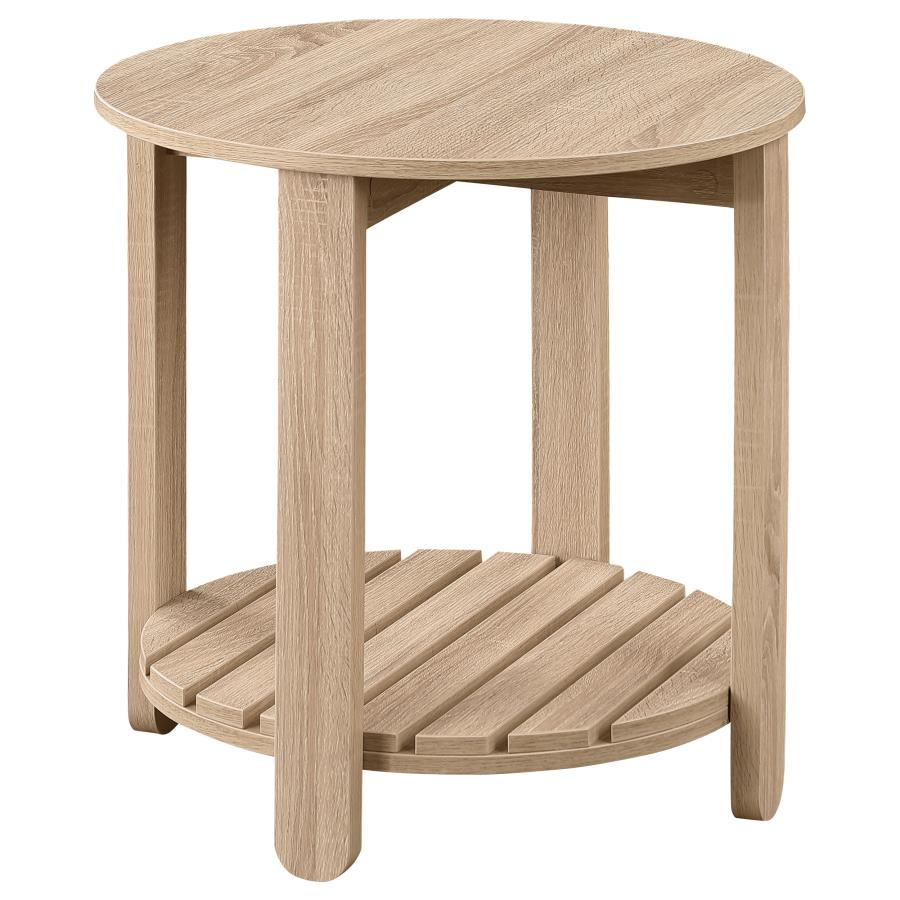 (image for) Fowler 1-shelf Round Engineered Wood Side End Table Natural