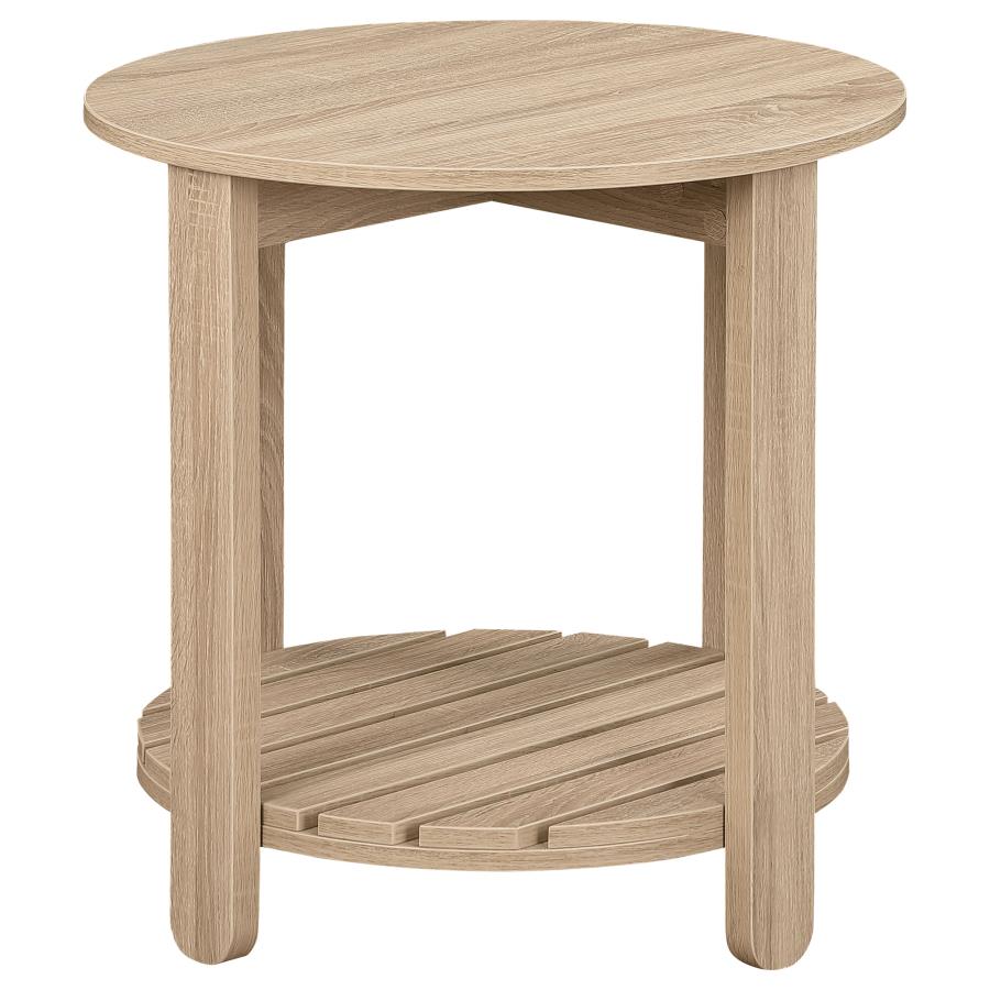 (image for) Fowler 1-shelf Round Engineered Wood Side End Table Natural