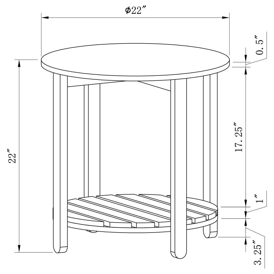 (image for) Fowler 1-shelf Round Engineered Wood Side End Table Natural