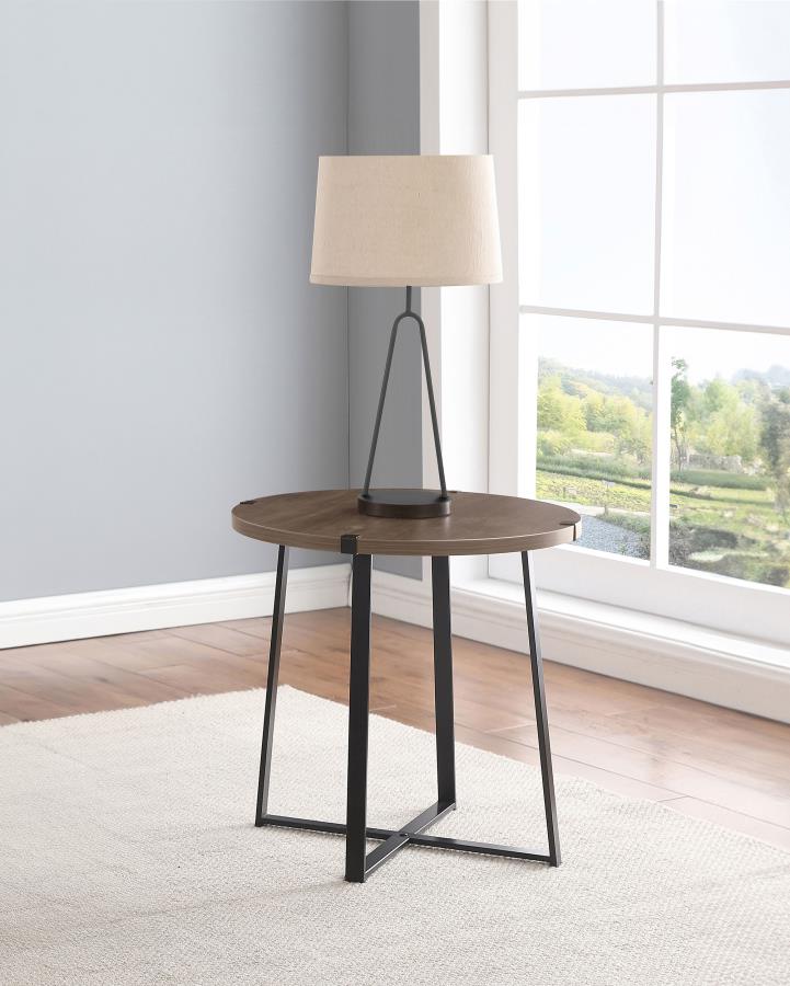 (image for) Marcus Round Engineered Wood Side End Table Grey