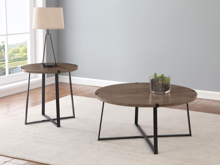 (image for) Marcus Round Engineered Wood Side End Table Grey