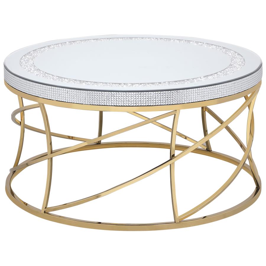 (image for) Elise Round Mirror Top Stainless Steel Coffee Table Gold