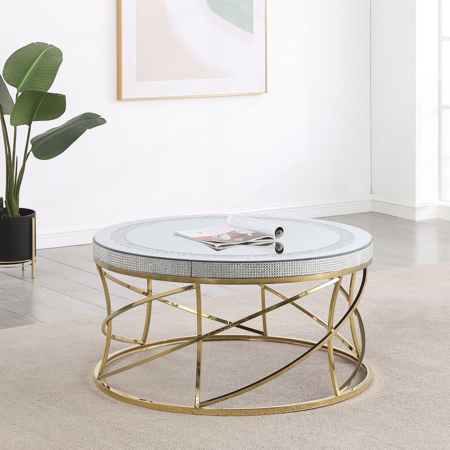 (image for) Elise Round Mirror Top Stainless Steel Coffee Table Gold