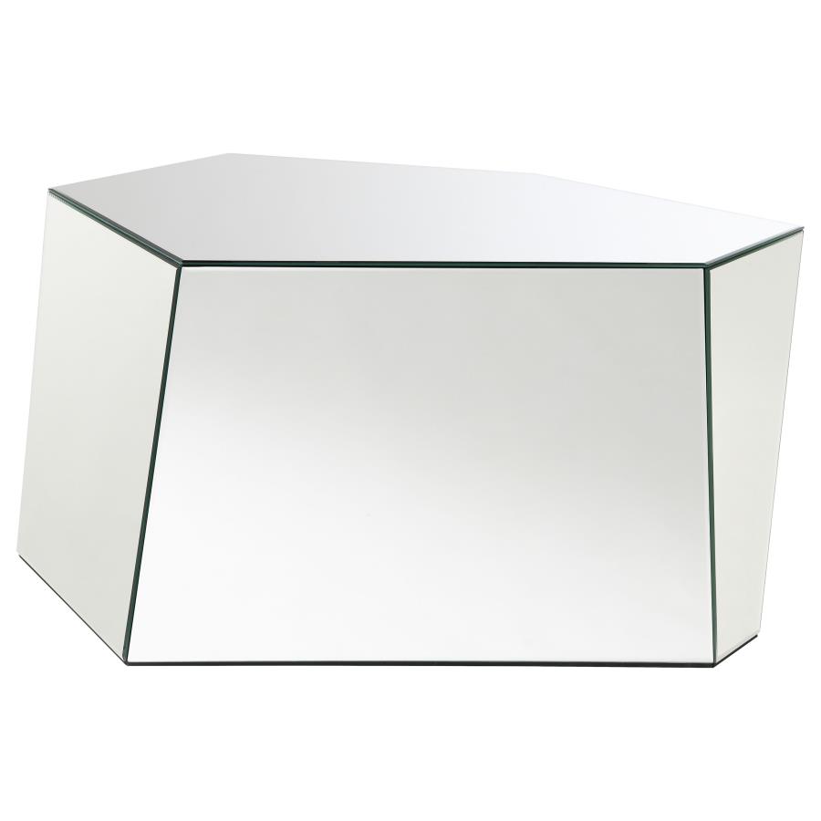 (image for) Capella Mirrored Abstract Geometric Coffee Table Silver - Click Image to Close