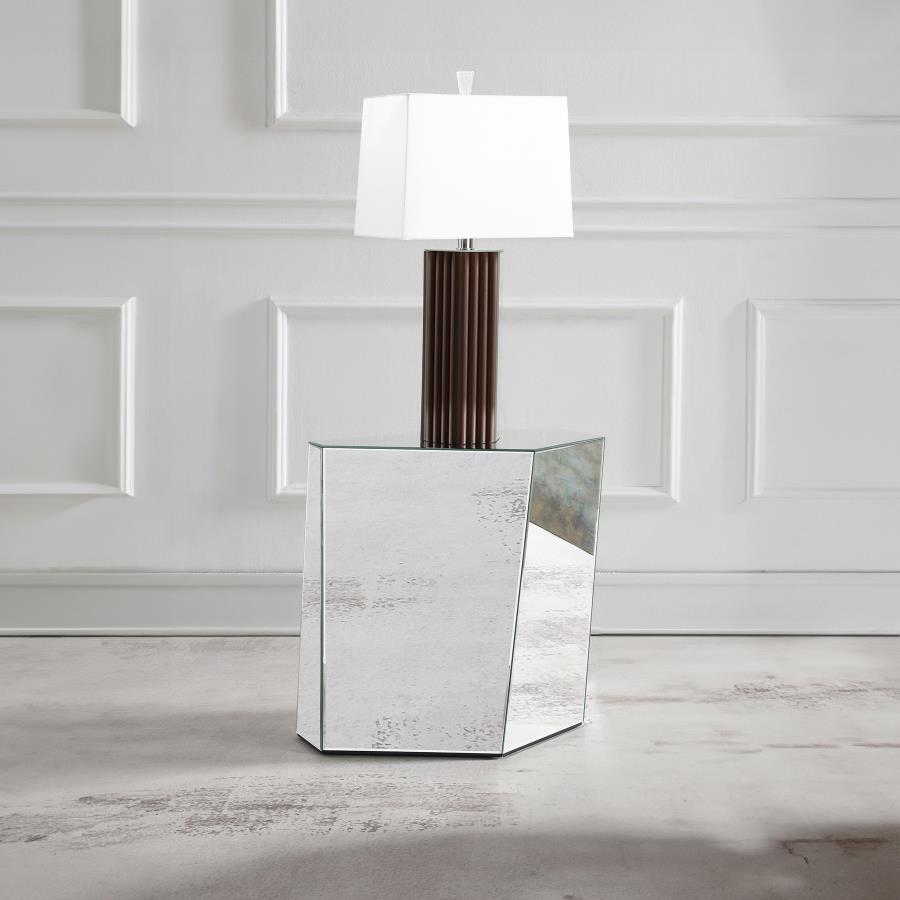 (image for) Capella Mirrored Abstract Geometric End Table Silver