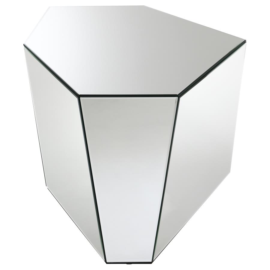 (image for) Capella Mirrored Abstract Geometric End Table Silver