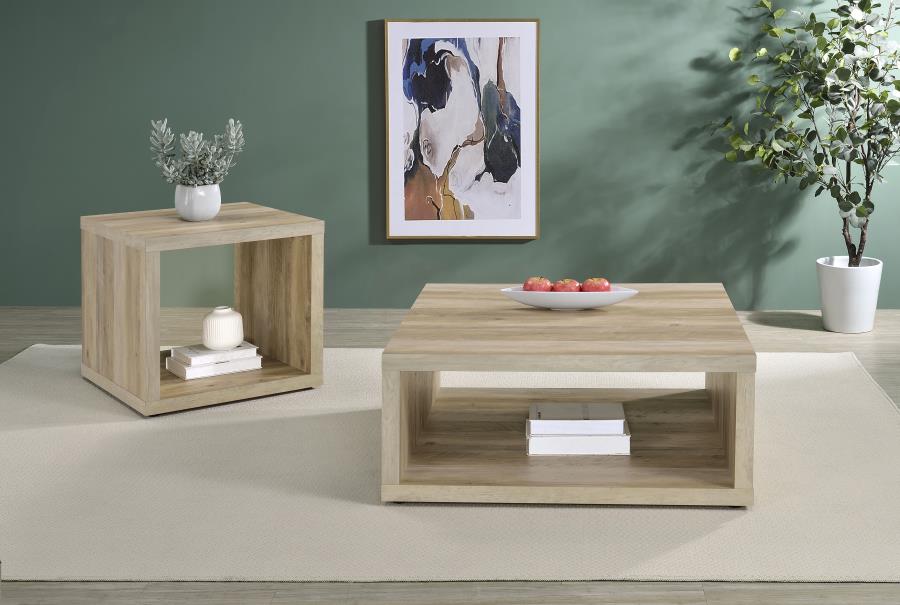 (image for) Frisco Square Engineered Wood Side End Table Distressed Pine