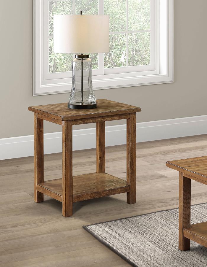 (image for) Payne Wood End Table with Shelf Distressed Brown