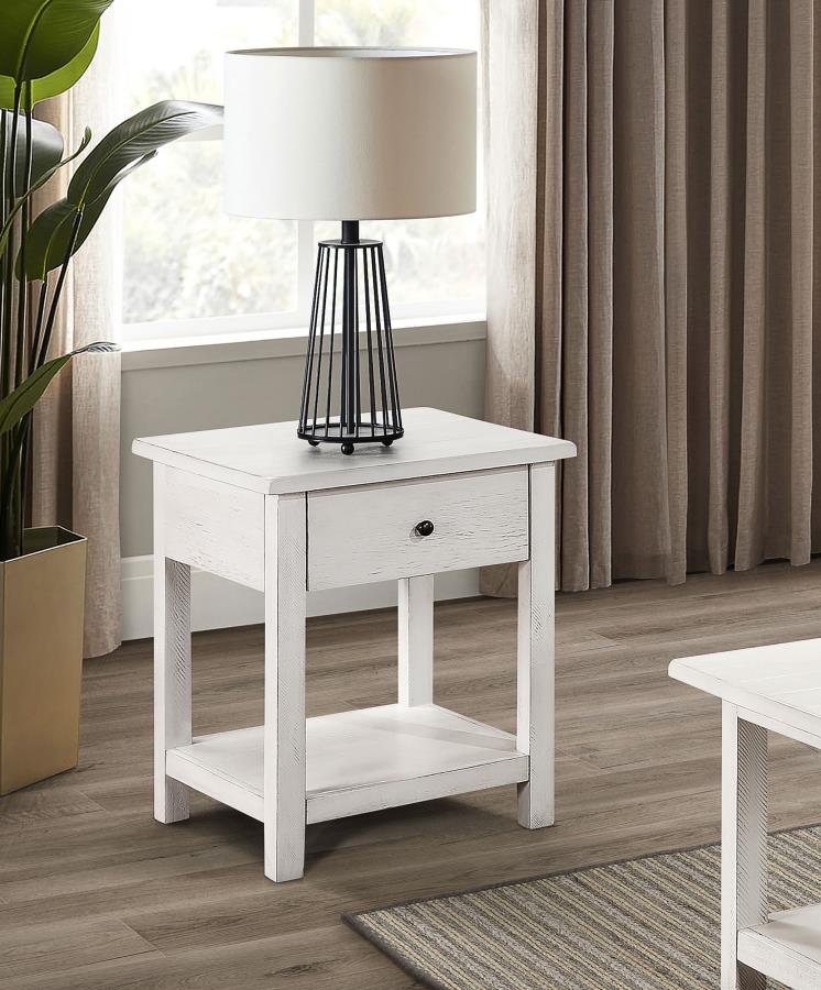 (image for) Payne 1-drawer Wood End Table with Shelf White