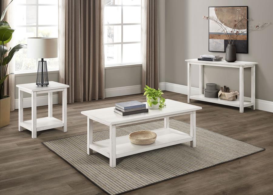 (image for) Payne Wood Coffee Table with Shelf White