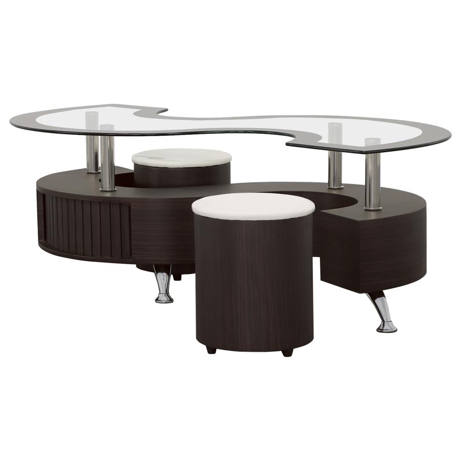 (image for) Buckley 3-piece Coffee Table and Stools Set Cappuccino