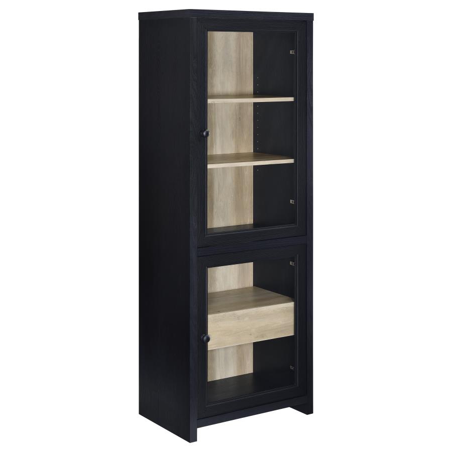 (image for) Denison 67-inch 2-door Media Tower Storage Cabinet Black