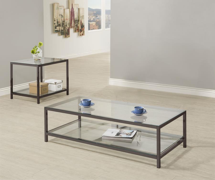 (image for) Trini 2-piece Coffee and End Table Set Black Nickel
