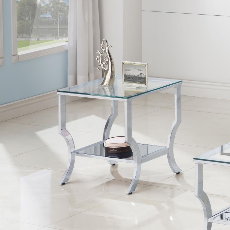 (image for) Saide Square Glass Top Side End Table Chrome