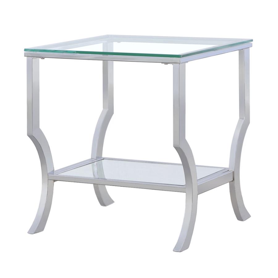 (image for) Saide Square Glass Top Side End Table Chrome