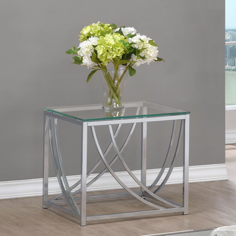 (image for) Lille Square Glass Top Side End Table Chrome