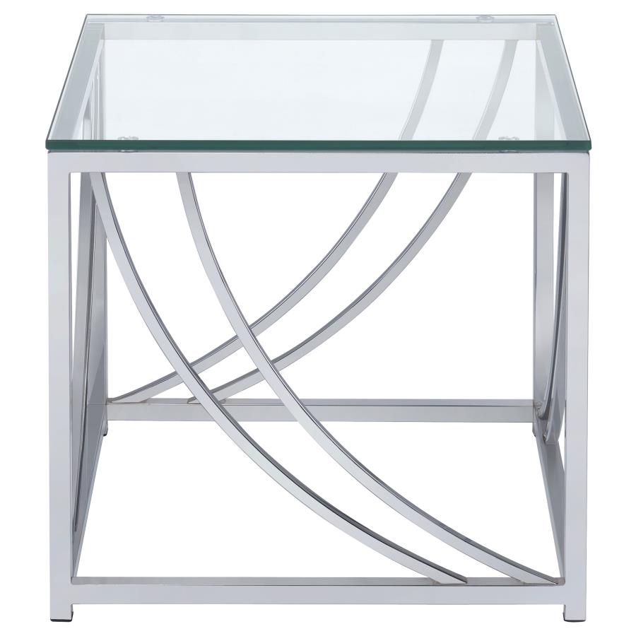 (image for) Lille Square Glass Top Side End Table Chrome