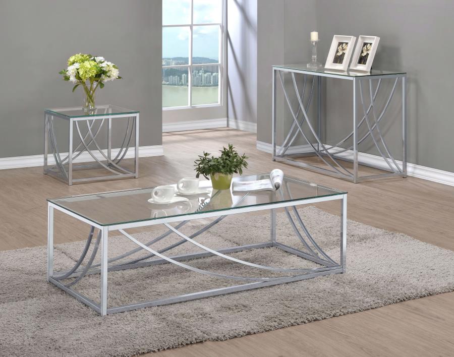 (image for) Lille Square Glass Top Side End Table Chrome