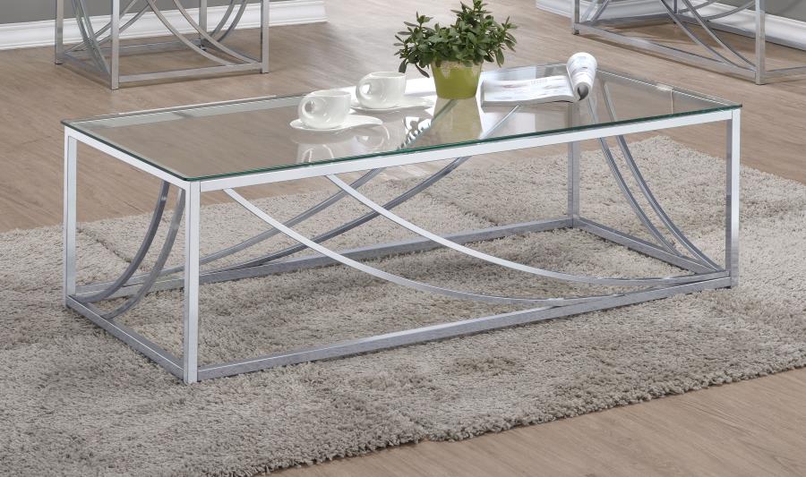 (image for) Lille Rectangular Glass Top Coffee Table Chrome