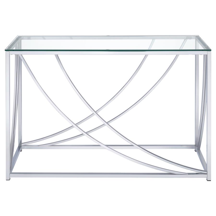 (image for) Lille Glass Top Entryway Sofa Console Table Accents Chrome