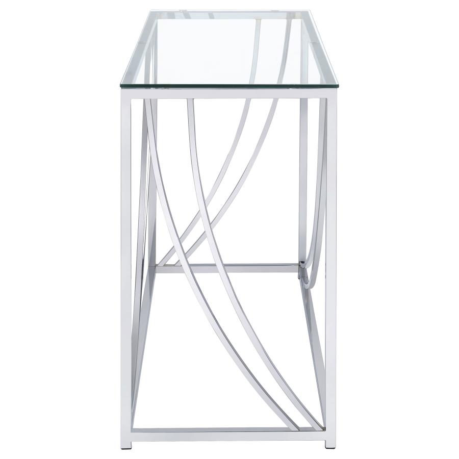 (image for) Lille Glass Top Entryway Sofa Console Table Accents Chrome