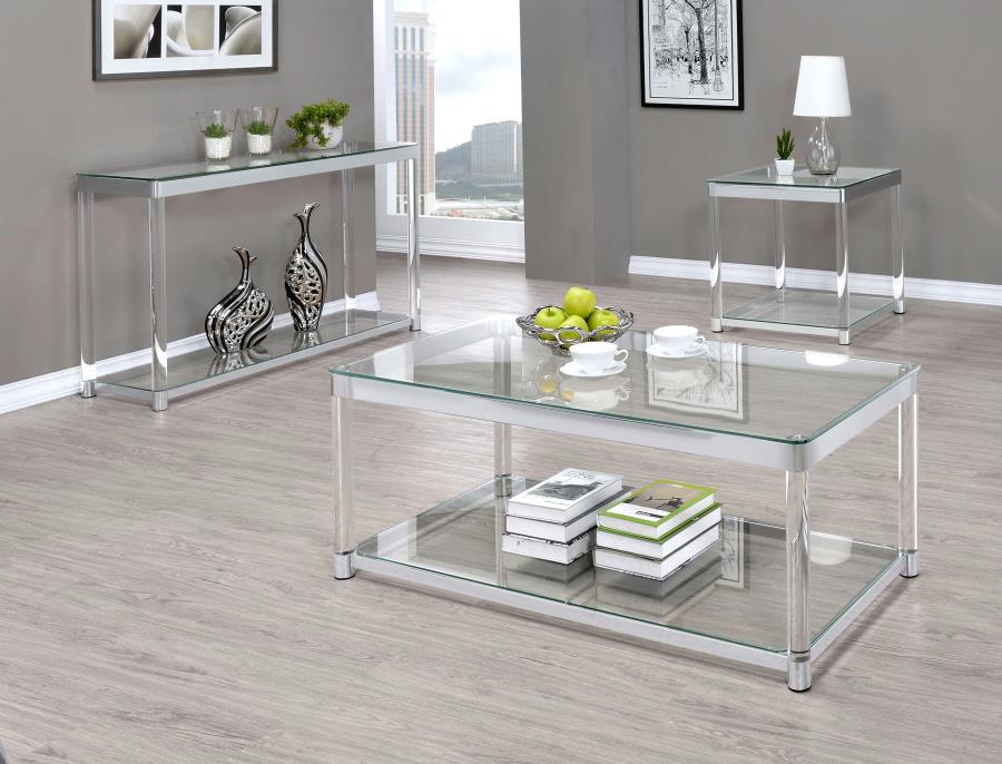 (image for) Anne Square Glass Top Acrylic Leg Side End Table Chrome