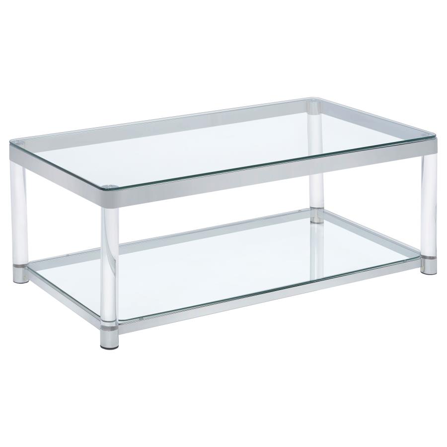 (image for) Anne Rectangular Glass Top Acrylic Leg Coffee Table Chrome