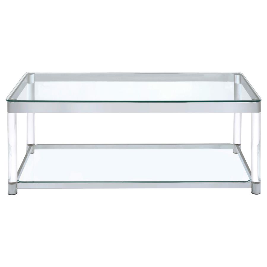 (image for) Anne Rectangular Glass Top Acrylic Leg Coffee Table Chrome