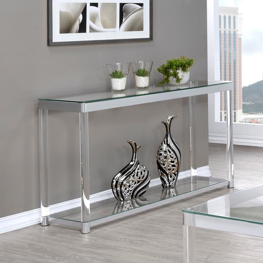 (image for) Anne Acrylic Glass Top Entryway Sofa Console Table Chrome