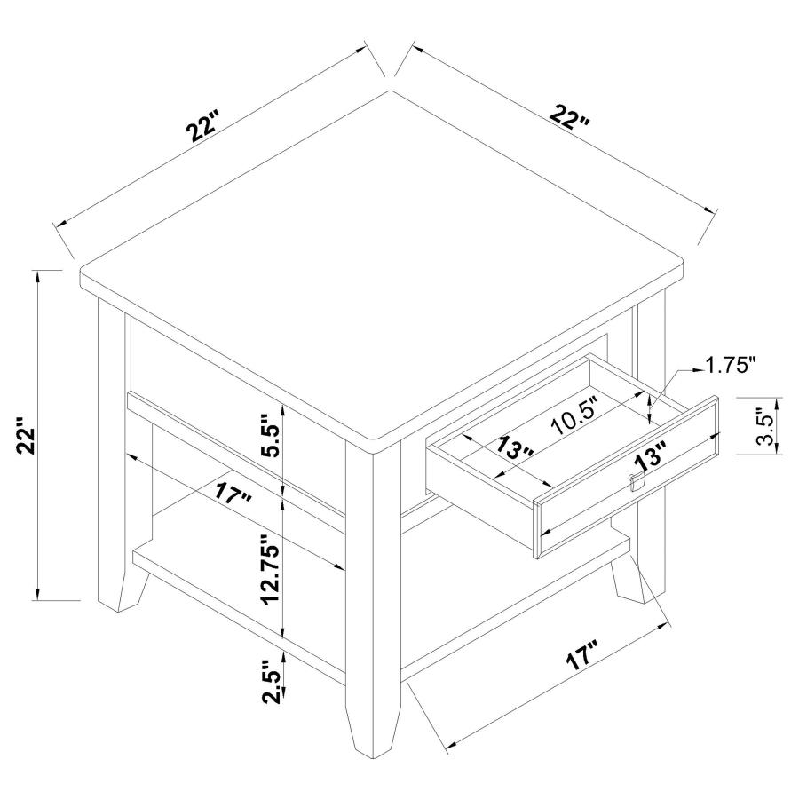 (image for) Bradford 1-drawer Square Wood End Table Walnut