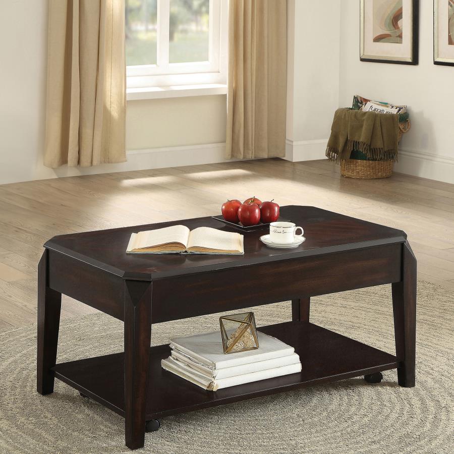 (image for) Baylor Rectangular Lift Top Coffee Table with Casters Walnut