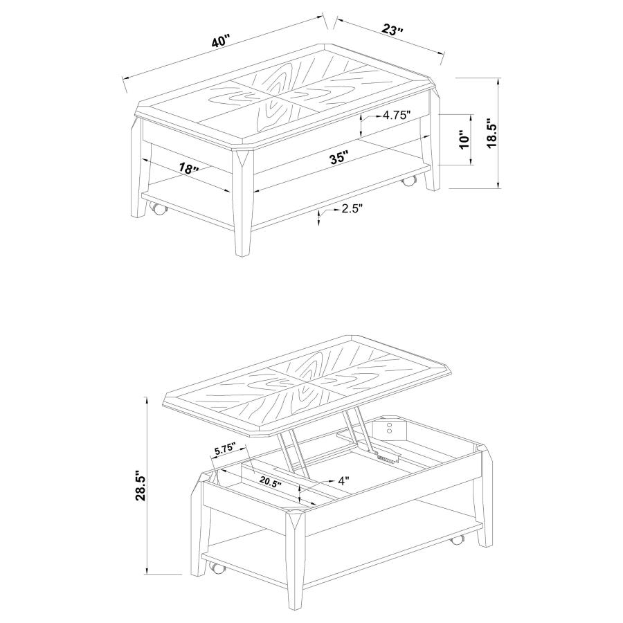 (image for) Baylor Rectangular Lift Top Coffee Table with Casters Walnut