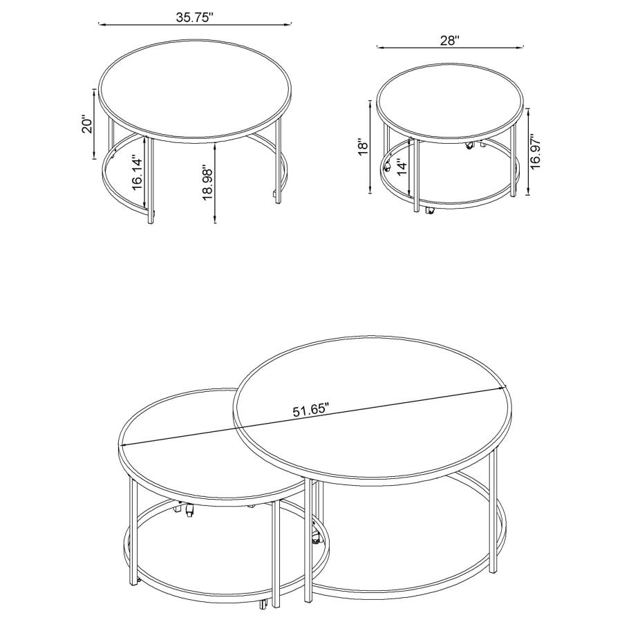 (image for) Lynn 2-piece Round Glass Top Nesting Coffee Table Chrome