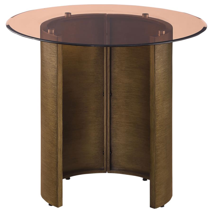 (image for) Morena Round Tawny Glass Top Side End Table Brushed Bronze